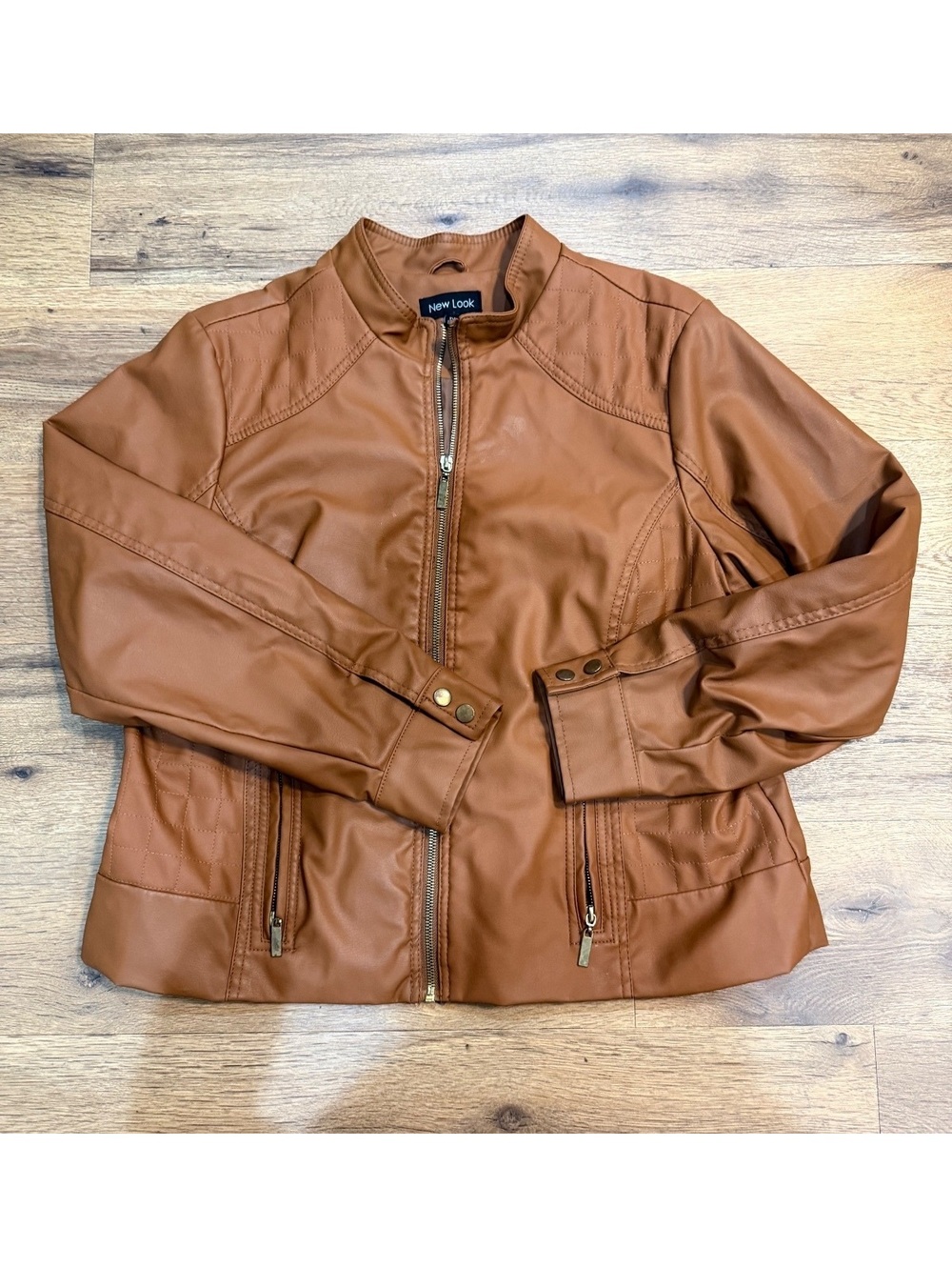 New Look Women's Faux Leather Brown Jacket Size 1X Fits Like Medium